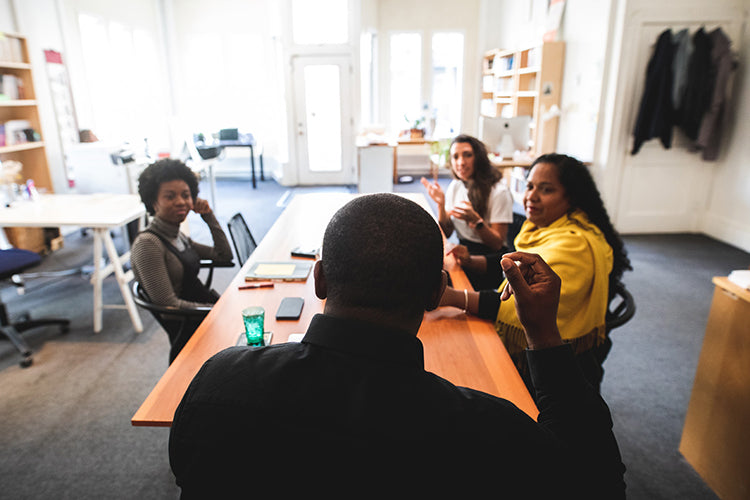 Animated Group Discussion In An Open Space Office
