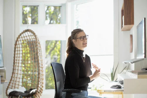 Person thinking while working from home