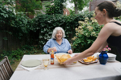 Preparing for brunch outside